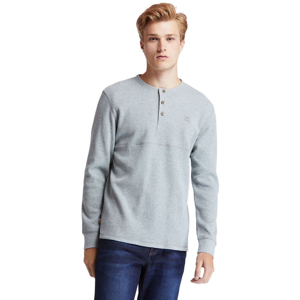 Timberland Mens Shirts Wharf River Waffle-Knit Henley - Grey - India CL4573601